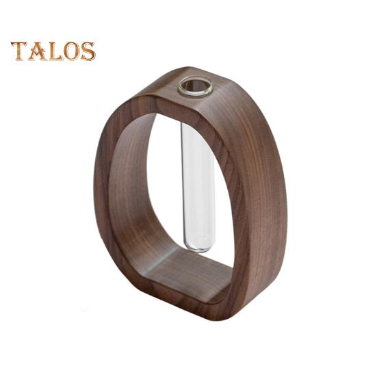 Vasă cu tub de încercare pentru plante hidroponice cu suport din lemn Vază cu flori transparentă Centru de masă Vază de propagare a plantelor Home Office Decor pentru birou