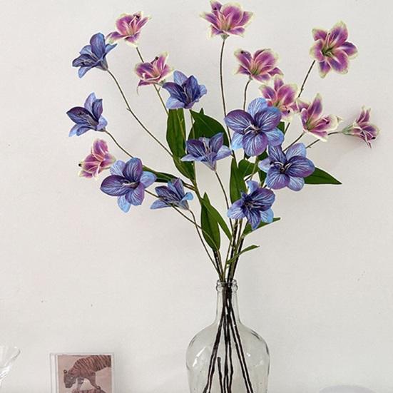 Yousheng Artificial Lily Flower 3 Heads Full Bloom Faux Lily Branch with Leaves Real Touch Fake Lilium Flower for DIY Wedding Bouquet Floral