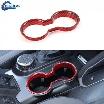 Front Water Cup Holder Frame Cover Trim For Ford Bronco 21+Red Carbon Fiber ABS