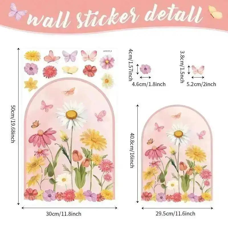 

Богемный ПВХ бабочка цветок арка настенные наклейки для комнаты спальня настенный декор виниловые наклейки обои для украшения дома A