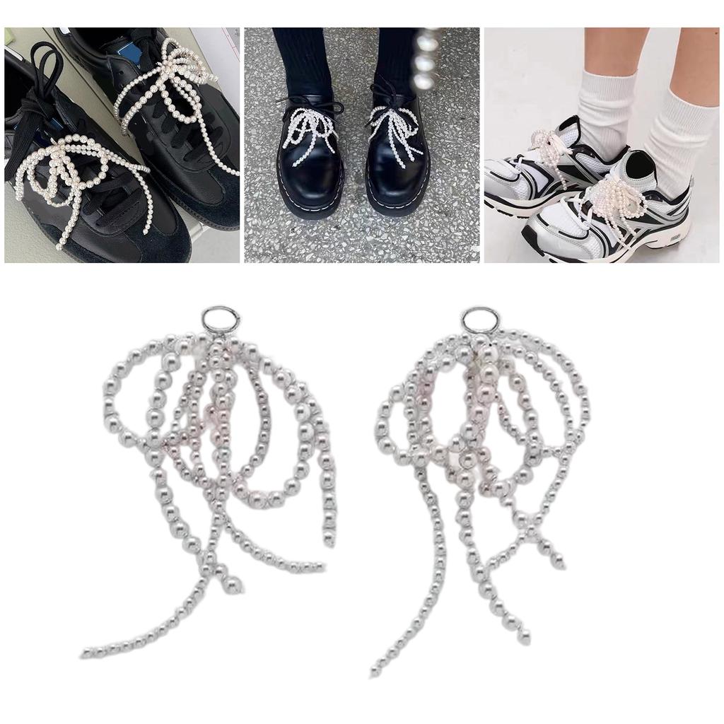 Elegant Pearl Bowknot Charm for Jewelry Making Shoe Buckle Ornament DIYs Keychain Necklace Earrings Accessories Crafts