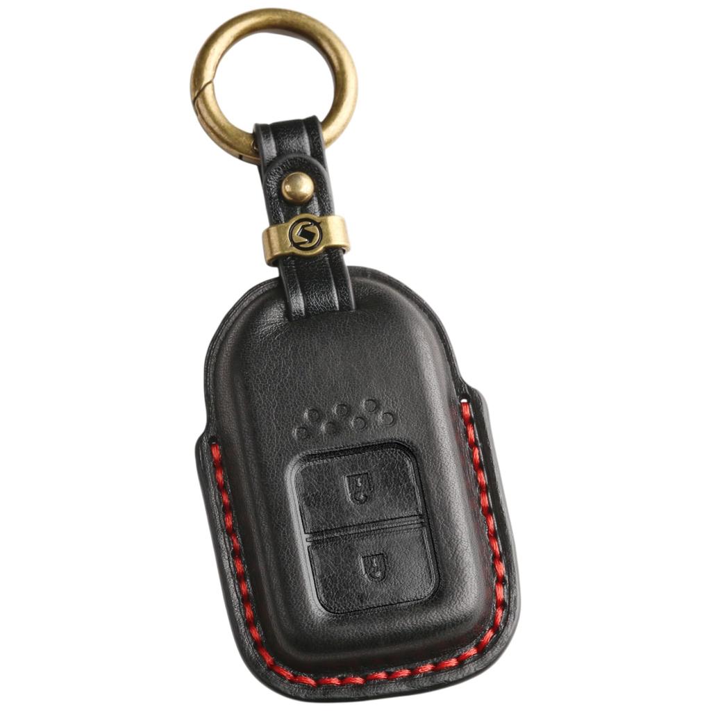 Compatible with Honda Key Fit Hybrid Key Shuttle Hybrid Key and with Genuine Leather Smart Key Cover Premium WR-V Case, Cover, Case, Vezel, Civic, (3D