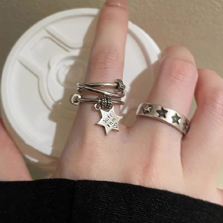 Star Adjustable Rings Star Dating Rings Alloy Material Star Opening Rings