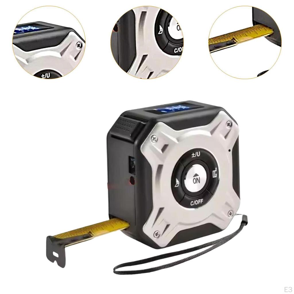 2 in 1 Light Tape Measure 131ft Diatance Meter & 16ft Manual Measuring Black and