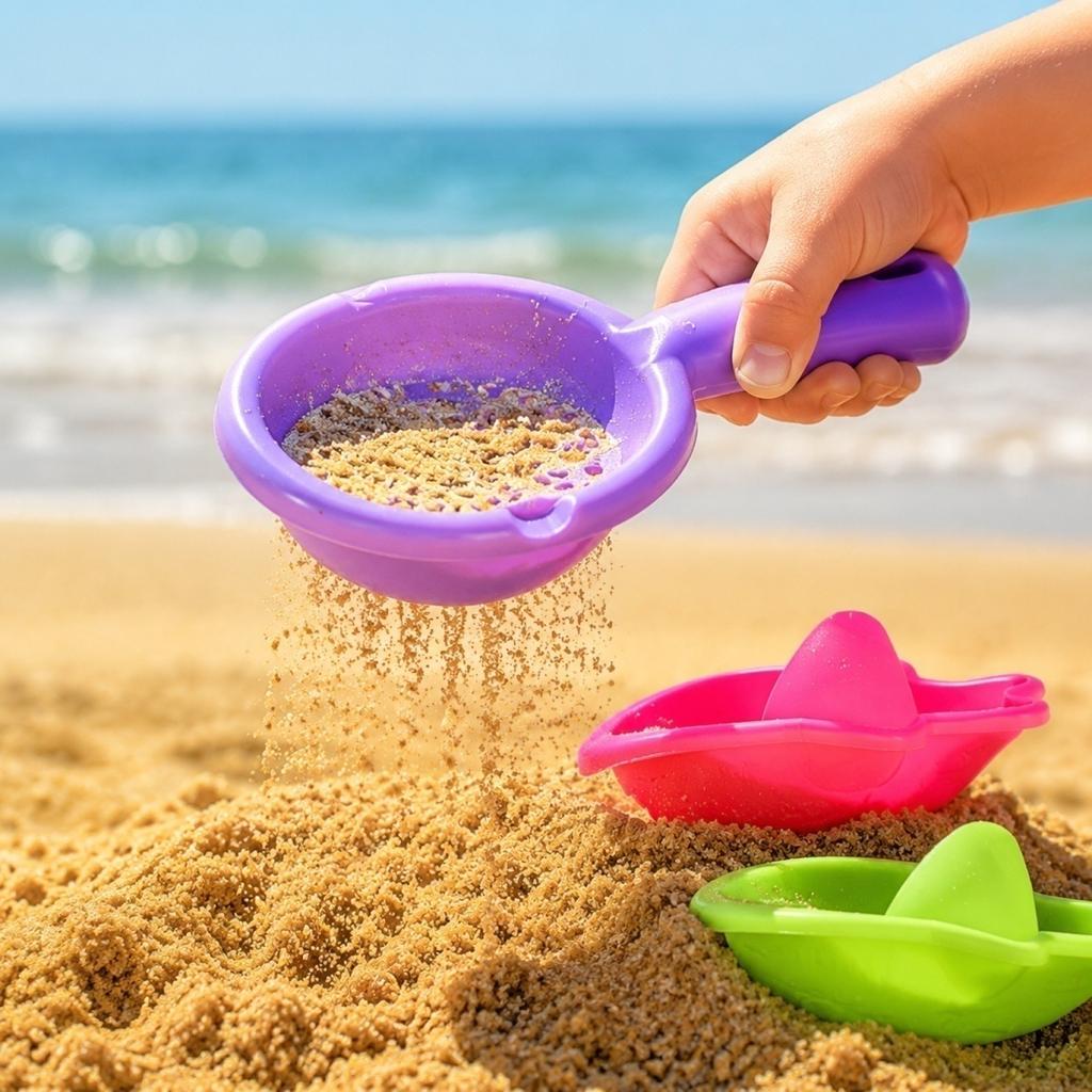 6pc Bath Toys Set Plastic Floating Boats Watering Can and Strainer for Kids Bath Time Play and Water Activities