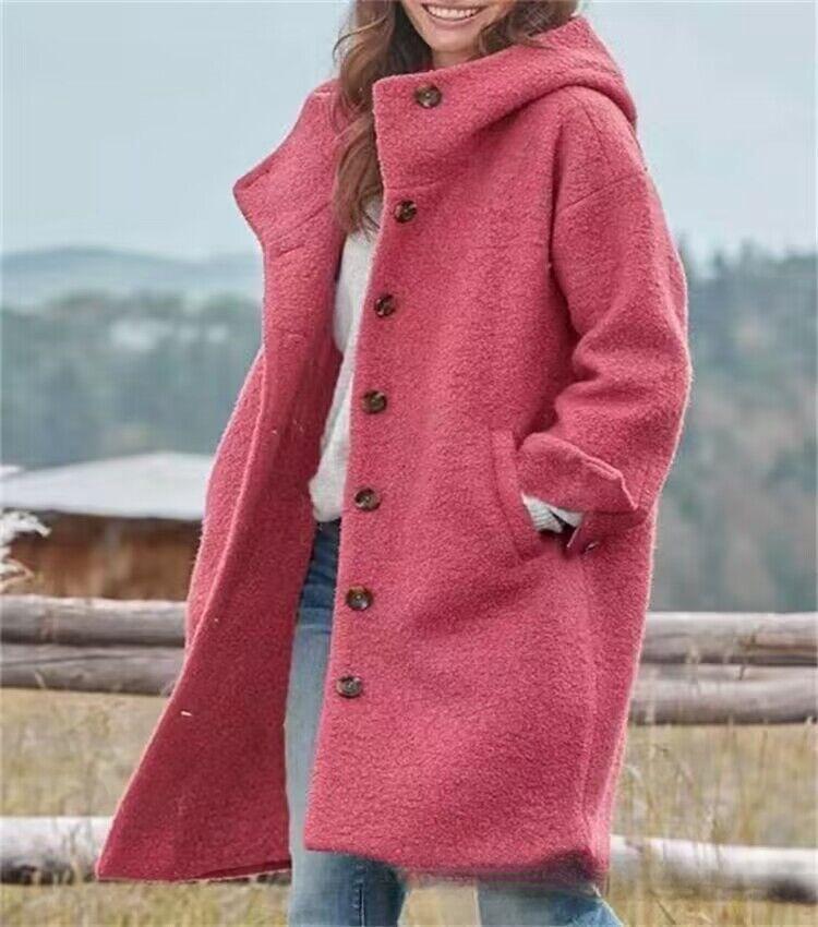 Women's Mid-Length Hooded Autumn Coat - Single-Breasted, Multi-Color & Multi-Size Casual Style (2026)