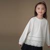 Hacikis Girls' Spring/Autumn Knit Lace Long-Sleeve T-Shirt
