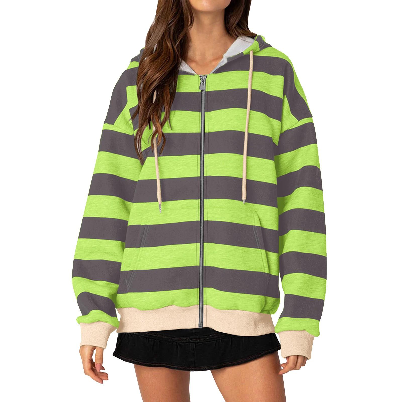 

Женские повседневные топы, полосатая толстовка на молнии, толстовка с капюшоном S оранжевый