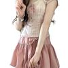 Koreanischer Sommerstil: Süßes & Würziges Oberteil mit Puffärmeln mit schmalem, taillienbetonendem Rock mit Schleife für Damen