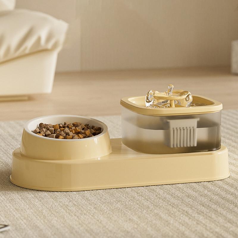 1L Automatic Cat Water Fountain 2 In 1 Cat Dog Water Dispenser Food Feeding Bowl Large Capacity Mute Pet Feeder Pet Supplies
