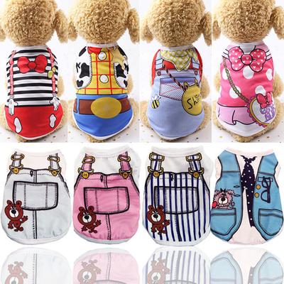 Small Pet Dog Clothes Vest Down Jacket Cartoon Cute Chihuahua Tshirt Puppy Yorkshire Terrier Puppy Bulldog