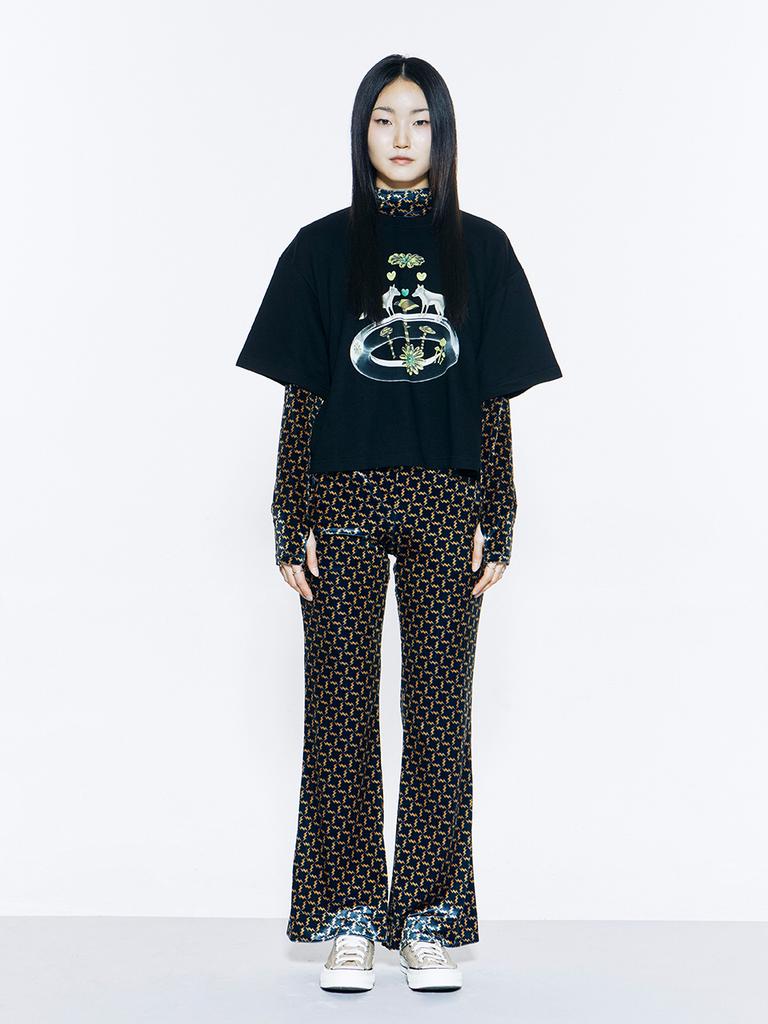 VEGAN TIGER Print Velvet Pants (Brown)