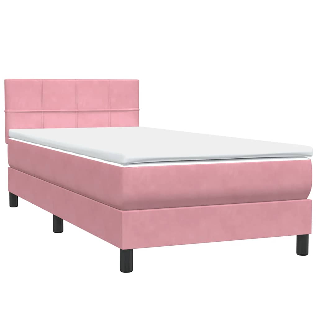 Box Spring Bed with Mattress Pink 80 x 220 cm Velvet