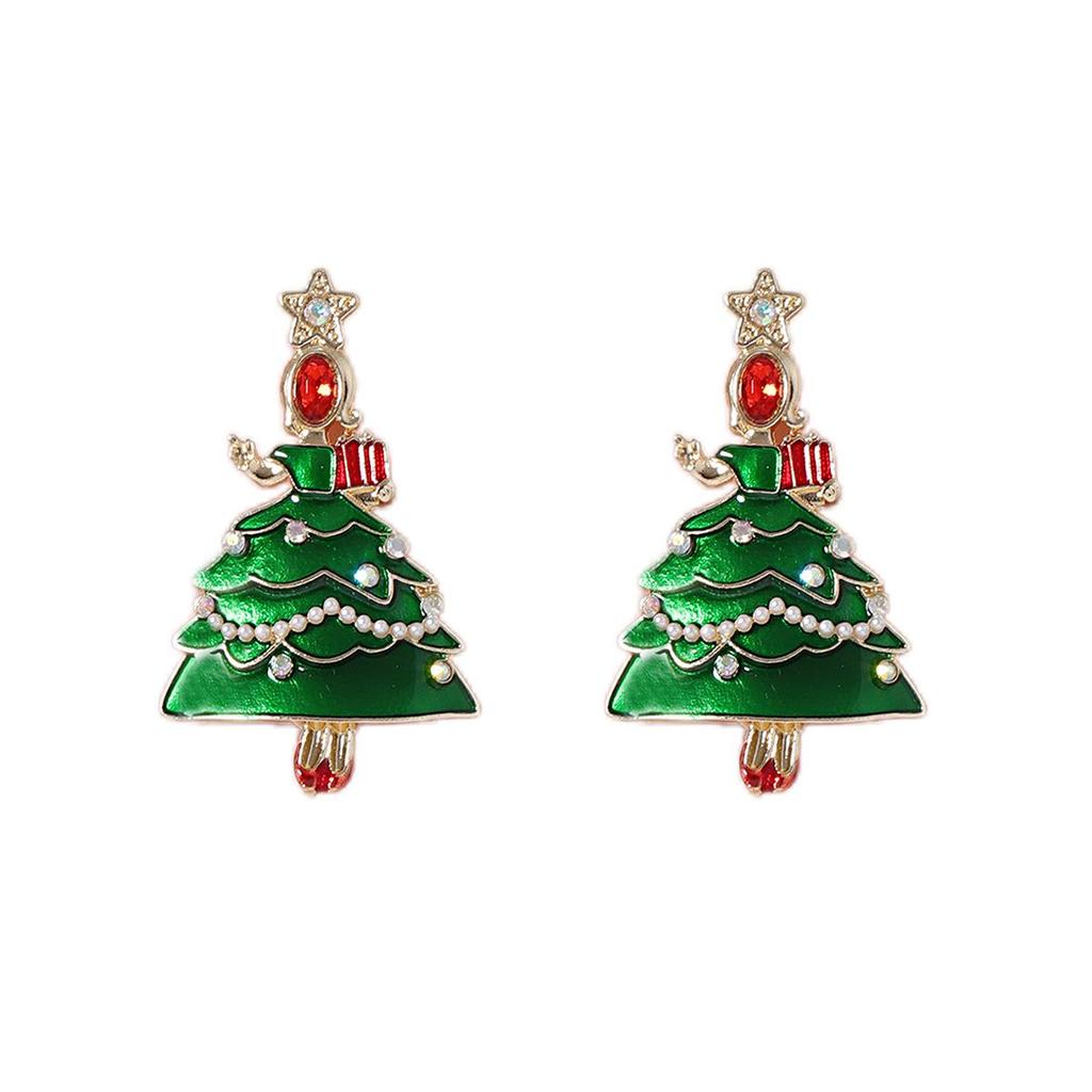 Christmas Tree Alloy Drop Earrings with Creative Design for Women