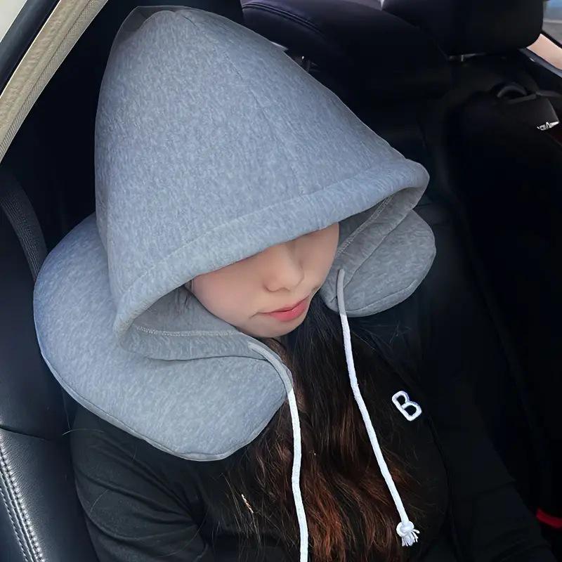 SEAMETAL U Shape Soft Car Neck Pillow with Hood Car Office Rest Neck Pillow Neck Cushion Auto Accessories