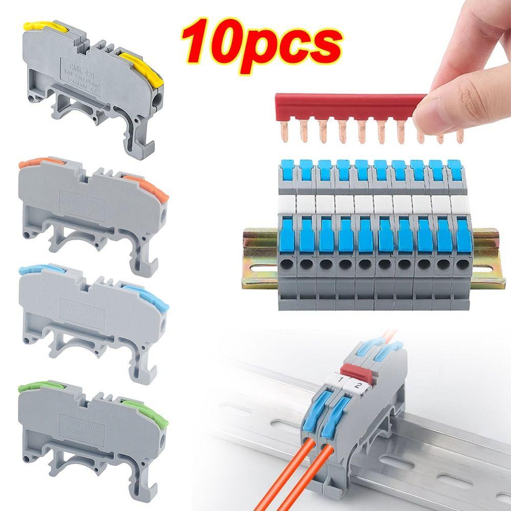 10Pcs CMK420 Din Rail Terminal Block 4mm2 11AWG Electrical Cable Connector for Electronics Wiring