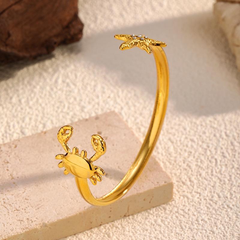Gold Opening Adjustable Titanium Steel Bracelet Crab Starfish Stainless Steel Bracelet Light Luxury High Sense Does Not Fade Bracelet