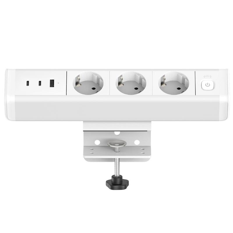 Clamp Mount Power Strips 3AC Outlets 3USB Port PD18W/65W Fast Charging Hubs 1.8Meter Cable for Home Office Desk