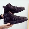 New Winter Men 'S Casual Shoes Leather Upper Plus Velvet Warm Male Boots  Korean Version Trend Black Round Head Men 'S Shoes