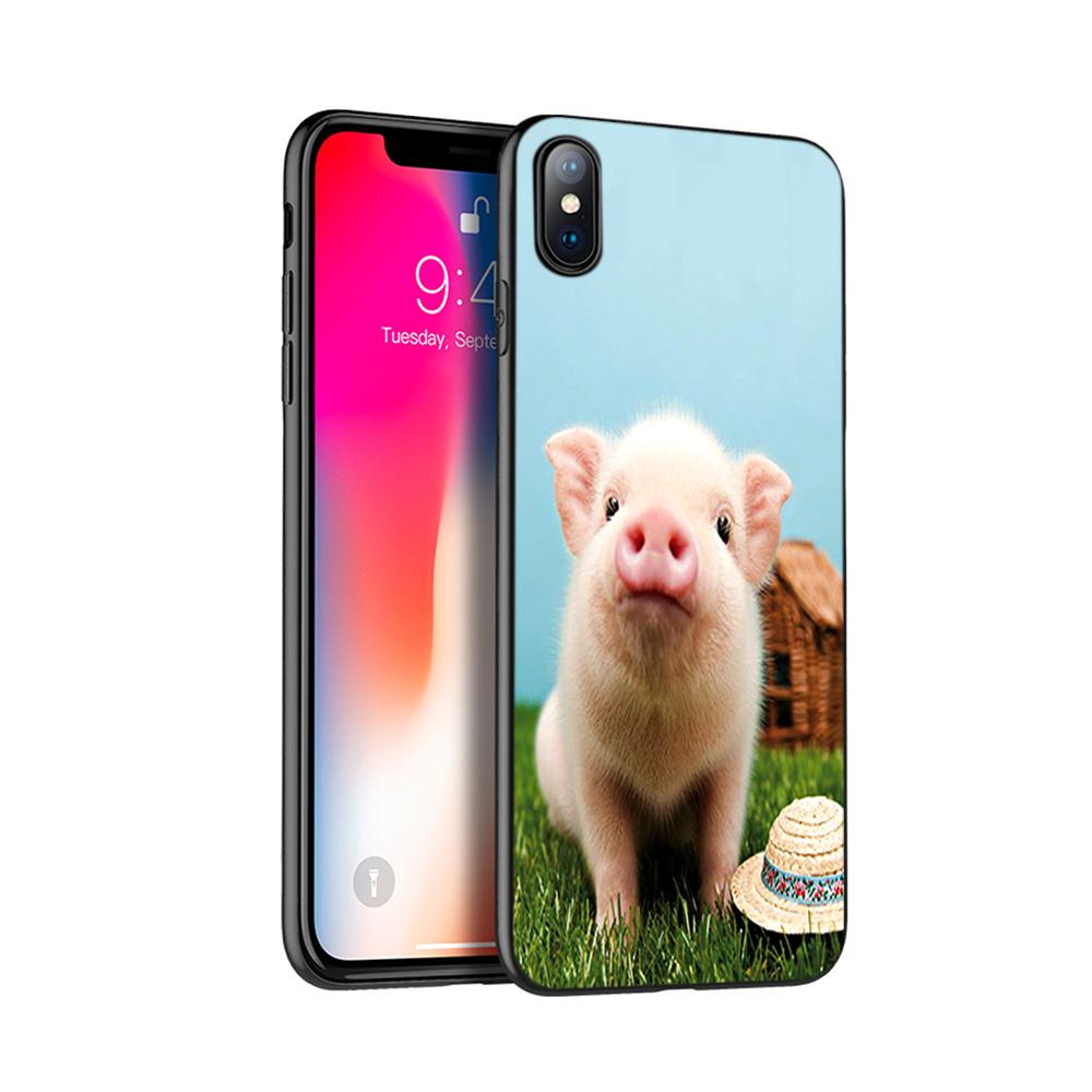 

Черный чехол из ТПУ для iPhone 5 5S SE 2020 6 6S 7 8 plus x 10 чехол для iPhone XR XS 11 pro MAX чехол забавный милый милый поросенок iphone 11pro MAX
