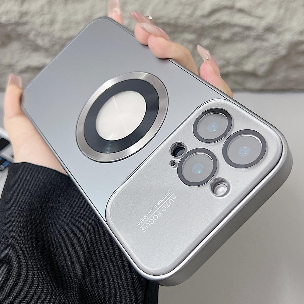 KEYSION Luxury Glass Camera Lens for MagSafe Magnetic Wireless Charging Case for iPhone 12 11 Pro Max Shockproof Phone Cover