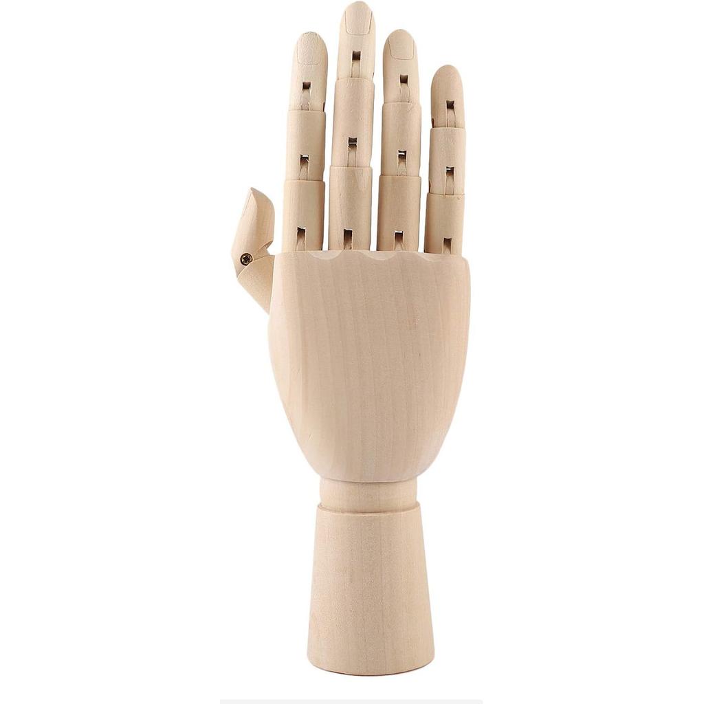 Flms Love Home 12 Inch Wooden Hand Model Flexible Moveable Fingers Manikin Hand Figure Right Hand Model for Drawing, Sketching, Painting