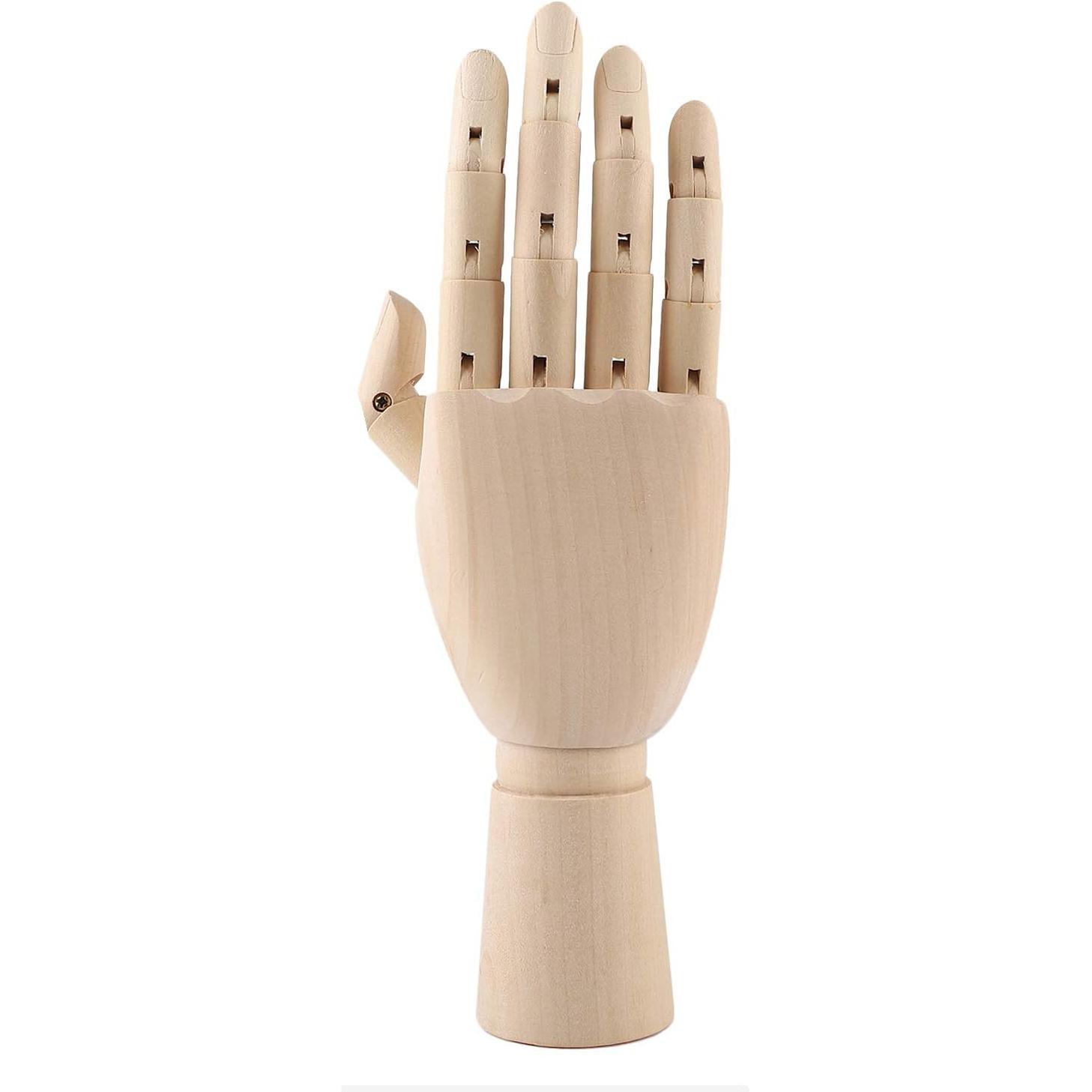 

flms love home 12 inch Wooden Hand Model Flexible Moveable Fingers Manikin Hand Figure Right Hand Model for Drawing, Sketching, Painting