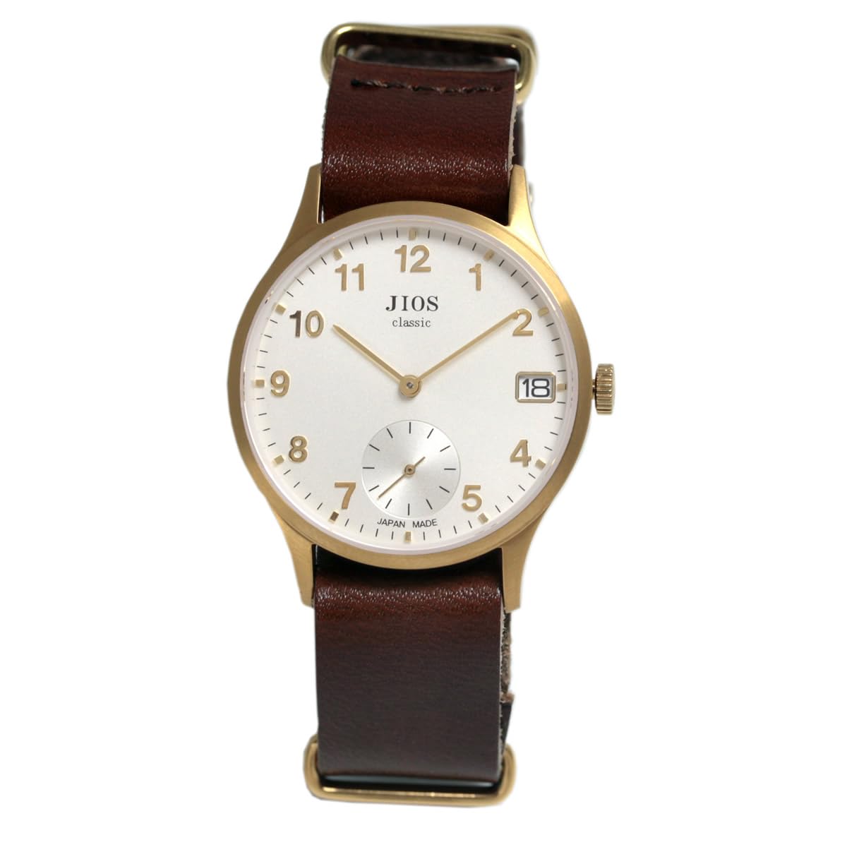 

JIOS OMI Classic Сделано в Тотиги НАТО Сапфир Золотой x Бежевый [JIOS] Часы, Япония, Мужские и Женские, Кожа, Ремешок, Стекло, бежевый