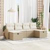 VidaXL 6-Piece Garden Sofa Set with Beige Cushions Poly Rattan 3359120