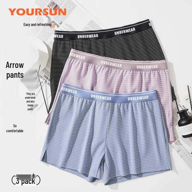 Yiershuang Men's Cotton Loose Boxer Briefs 3-Pack