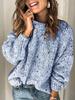 Women's Floral Dot Knit Pullover Sweater - Casual Long Sleeve, Round Neck, Autumn Winter