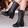 Fashion GKTINOO Women Ladies Female Mother Genuine Leather Mid Calf Boots Shoes Winter Plush Fur Warm Floral Zipper Plus Size 41 42