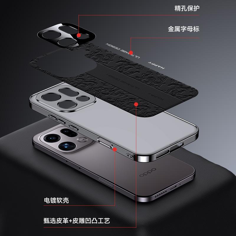 Yunlong Pattern Is Suitable for Oppofindx9pro Mobile Phone Case, the New Reno15p All-inclusive Anti-drop Plain Leather Protective Case for Women