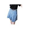 New MLB New York Yankees Old Flower Denim Short Skirts Women's Light Blue 3FDSM0153-50BLL