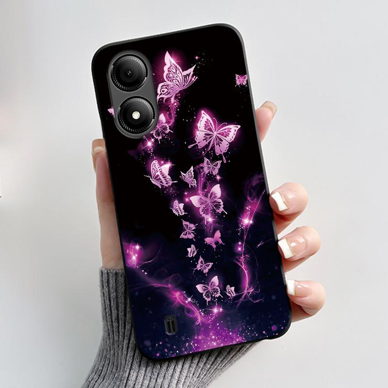 Custodia con Stampa per ZTE Blade A33S A34 Guscio Nero in Morbido Silicone per ZTE Blade A31 Plus Custodia Carina con Fiori e Cartoni Animati