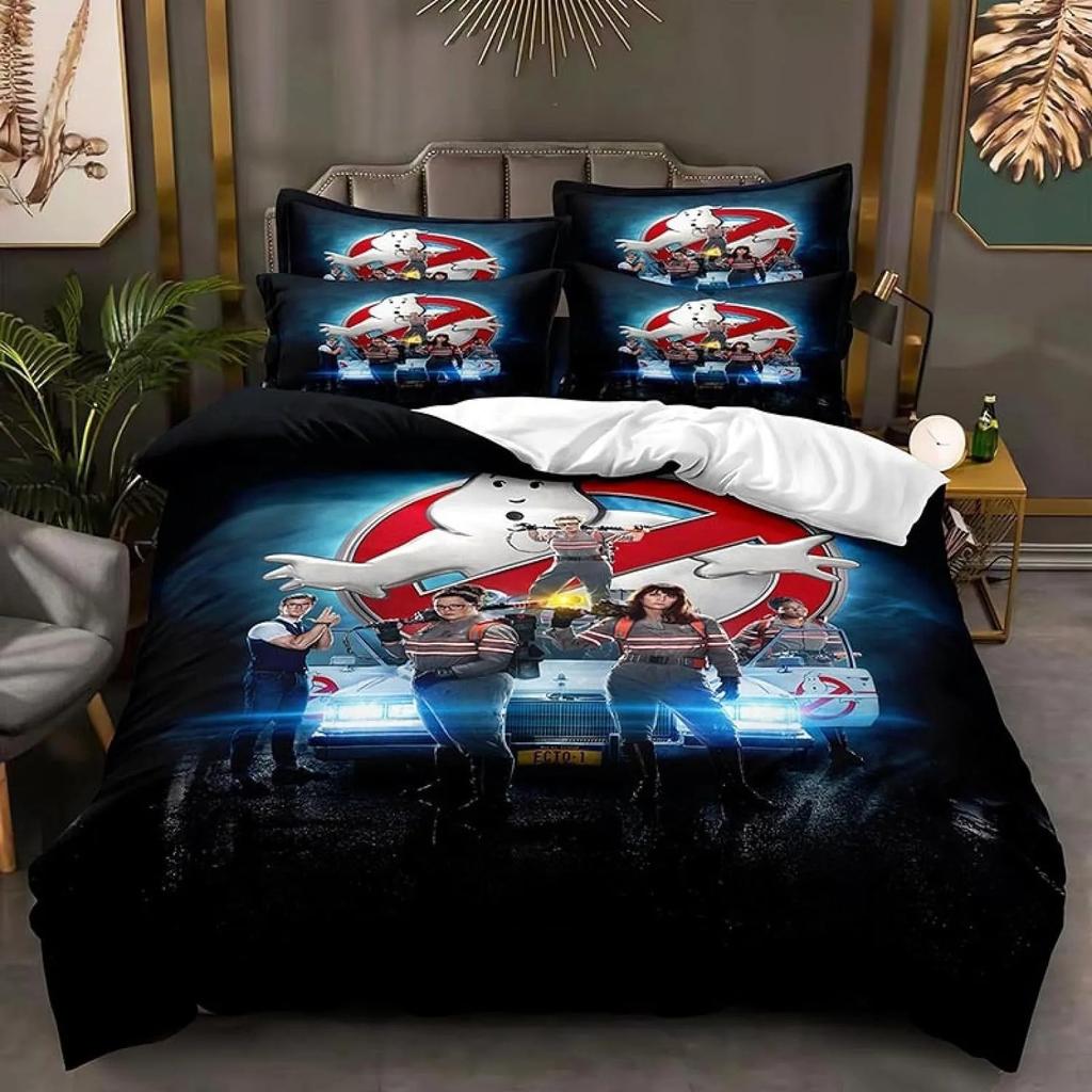 Cartoon Duvet Cover Pillowcase Ghostbusters Bedding Set Adult Boy Girl Bedroom Decoration Children Single Double Size