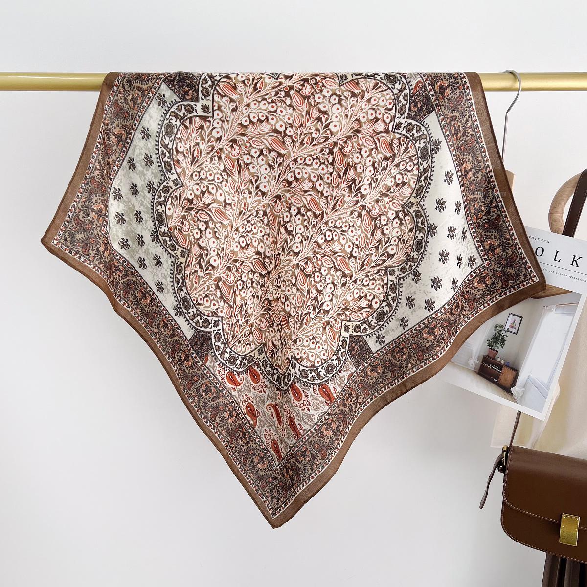 

Ретро Персонализированный Квадратный Шарф Текстуры Хлопка и Льна Женский Весенне-летний Офисный Шарф-шаль для Защиты Шеи в Кондиционированном Помещении Иностранный Стиль 68cm