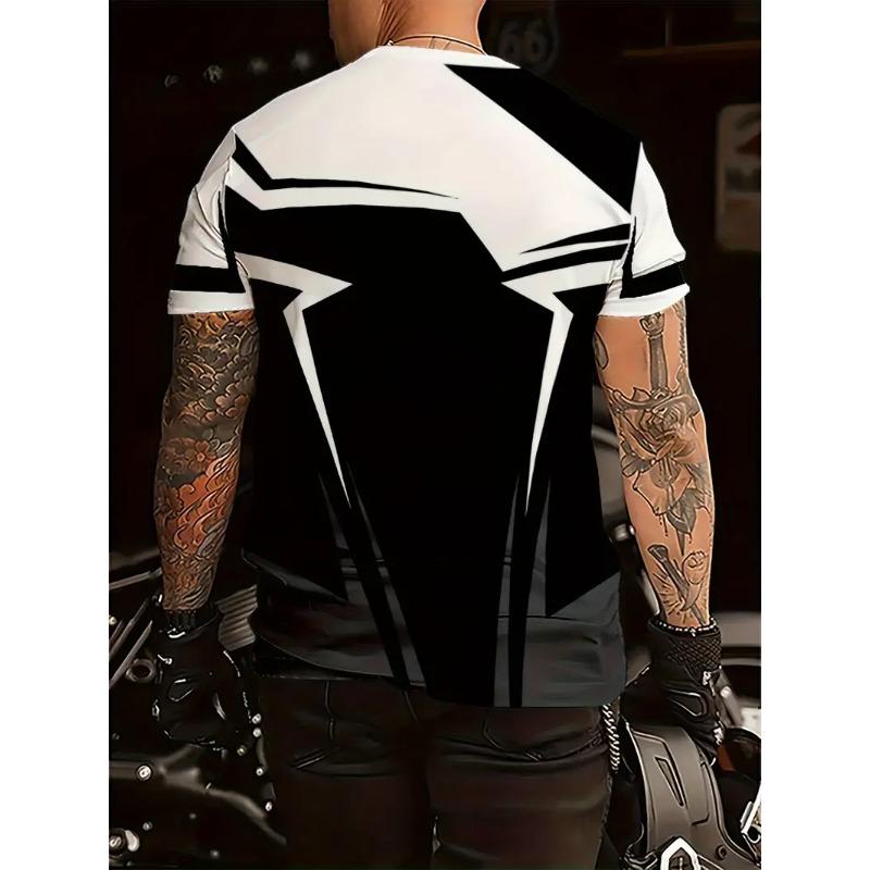 Summer Men Fashion T-shirt Fashion Harajuku 3D Printed Geometric Pattern T-shirt Casual Comfortable Short Sleeved Top