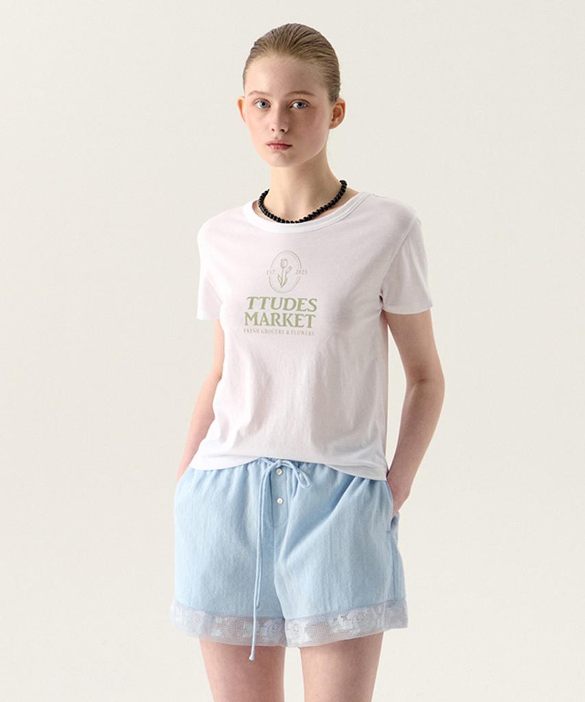 Tuddment French Lace Shorts Blue