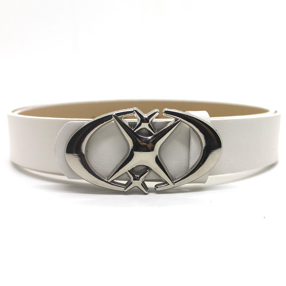 Stylish Crescent Moon & Star Buckle Belt for Jeans and Skirts - Versatile Fashion Leather Accessory