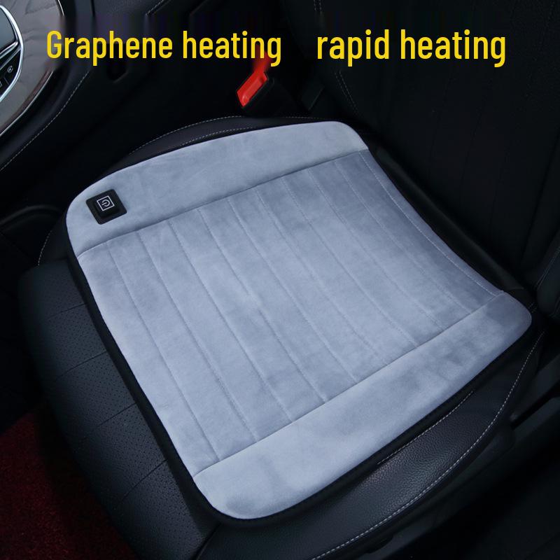 USB Graphene Heated Seat Cushion - Office & Car Use, 5V Quick Heating, Plush Warmth, Winter Embroidered Design