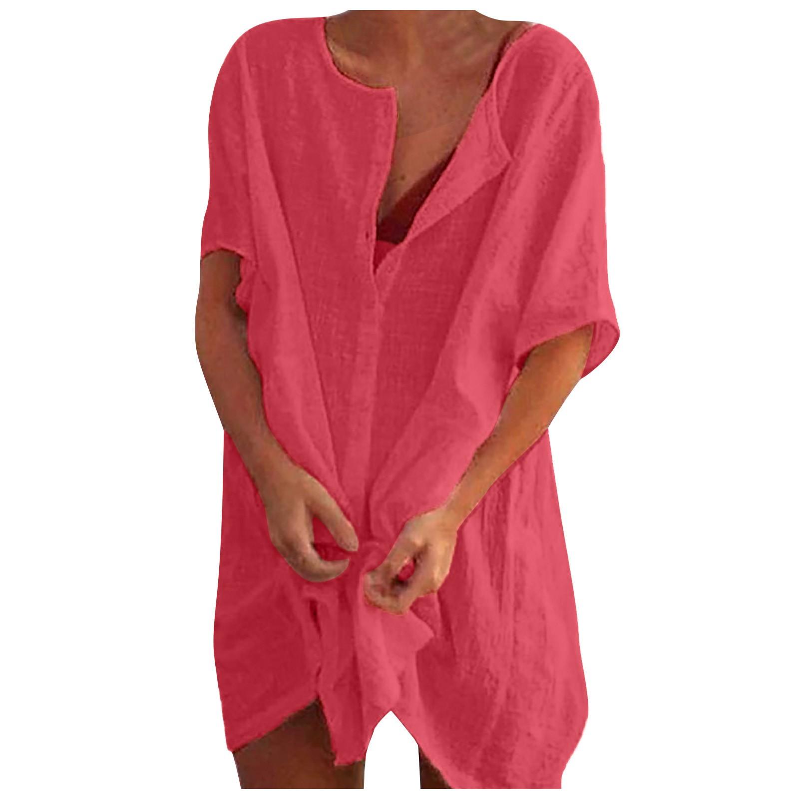 

Женская мода, элегантный однотонный пуловер с цветочным принтом, повседневный верх на пуговицах M красный