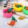 1 Egg 8 Pieces Mini Dinosaur Pencil Eraser Student Office Stationery Gift Toy