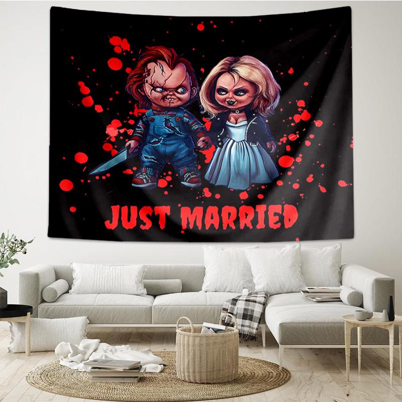 Chucky And Tiffany's Wedding Tapestry Hanging for Bedroom,Livingroom, Playroom,Decor Art Room Wall Tapestry Holiday and Birthday Gifts