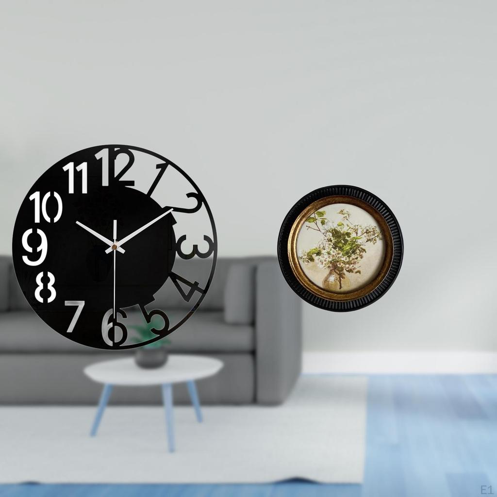 Acrylic Decorative Wall Clock with Antique Embossed Resin Frame Silent Easy to Read Simple Round Big