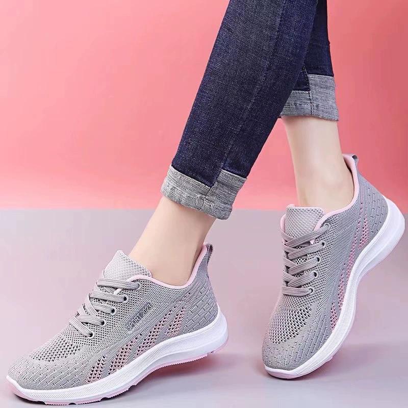 Running Shoes Ladies Breathable Sneakers Summer Light Mesh Cushion Women's Sports Shoes Outdoor Lace Up Training Shoes