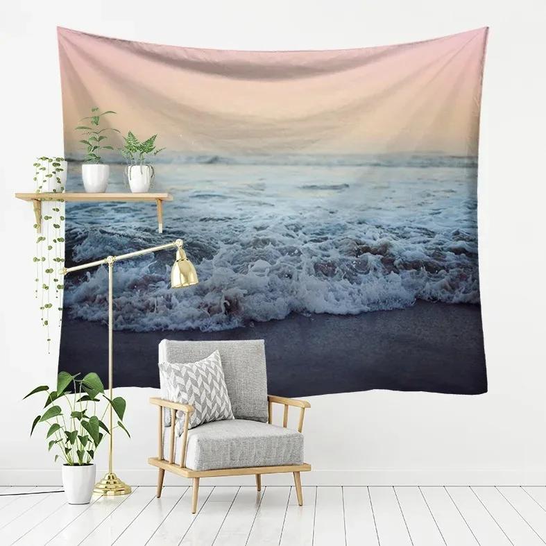 Wave Beach Boat Pattern Hanging Cloth Home Wall Decoration Tapestry Bedroom Living Room Tapestry