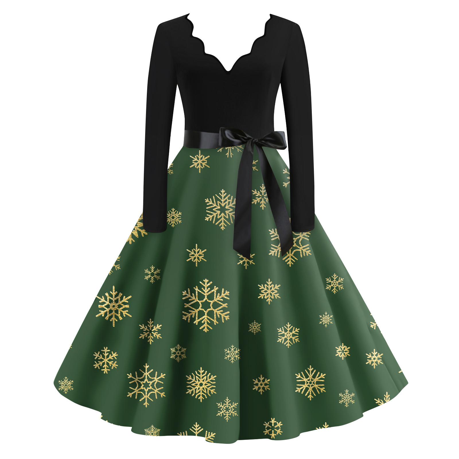 

Женское платье с V-образным вырезом и принтом для женщин, платье с длинным рукавом, вечерние повседневные платья S