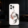 Koi Carp Fish Yin Yang Art Phone Case For iPhone 17,16,15,14,13,12,11 Plus,Pro,Max,Mini Silicone Black Soft Cover