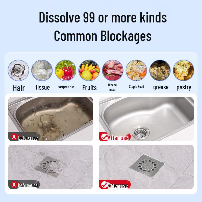 Powerful Pipe & Drain Solvent for Removing Kitchen and Toilet Clogs